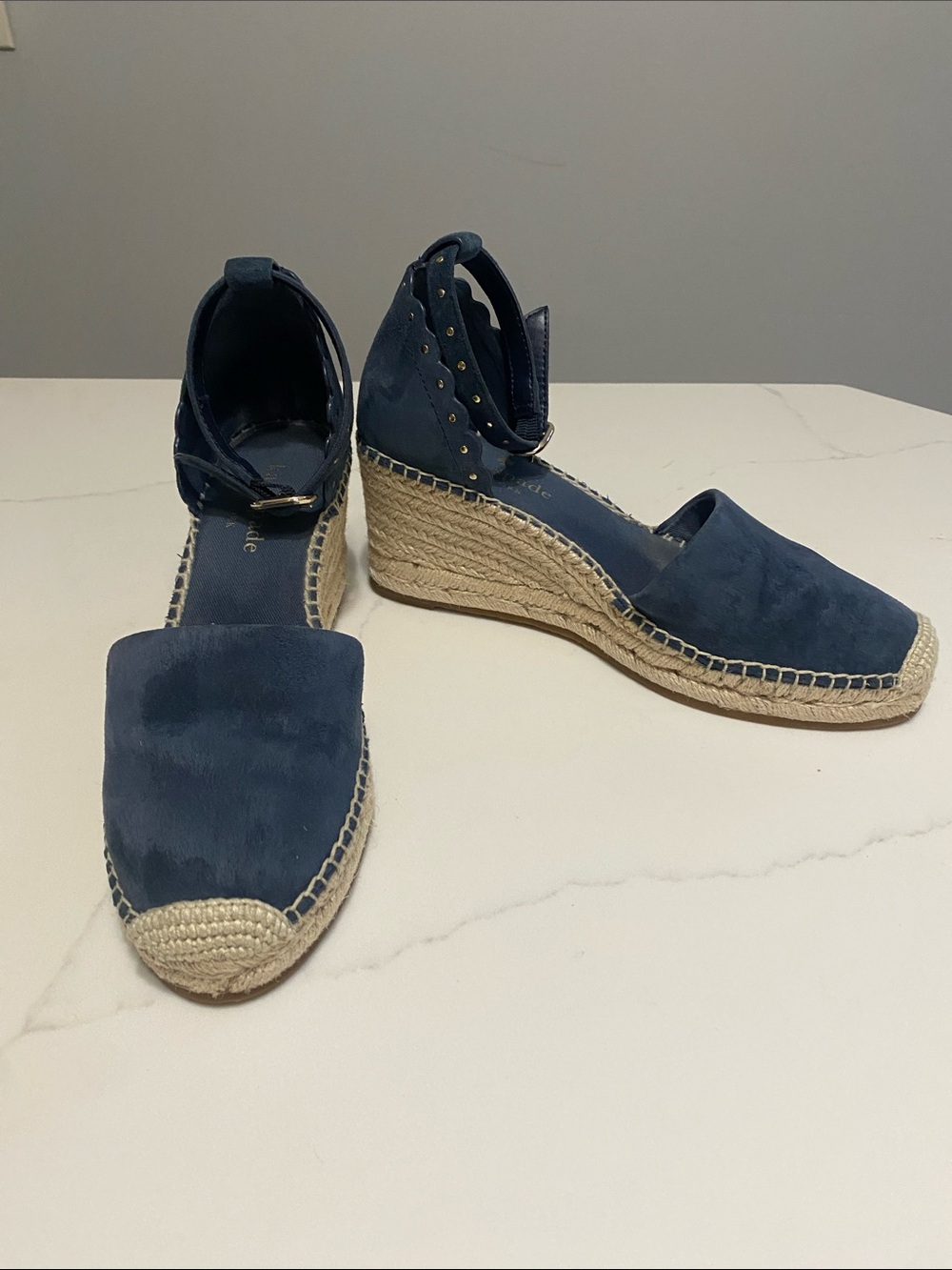 kate spade Navy Suede Espadrille Wedge Sandals Women’s size 6